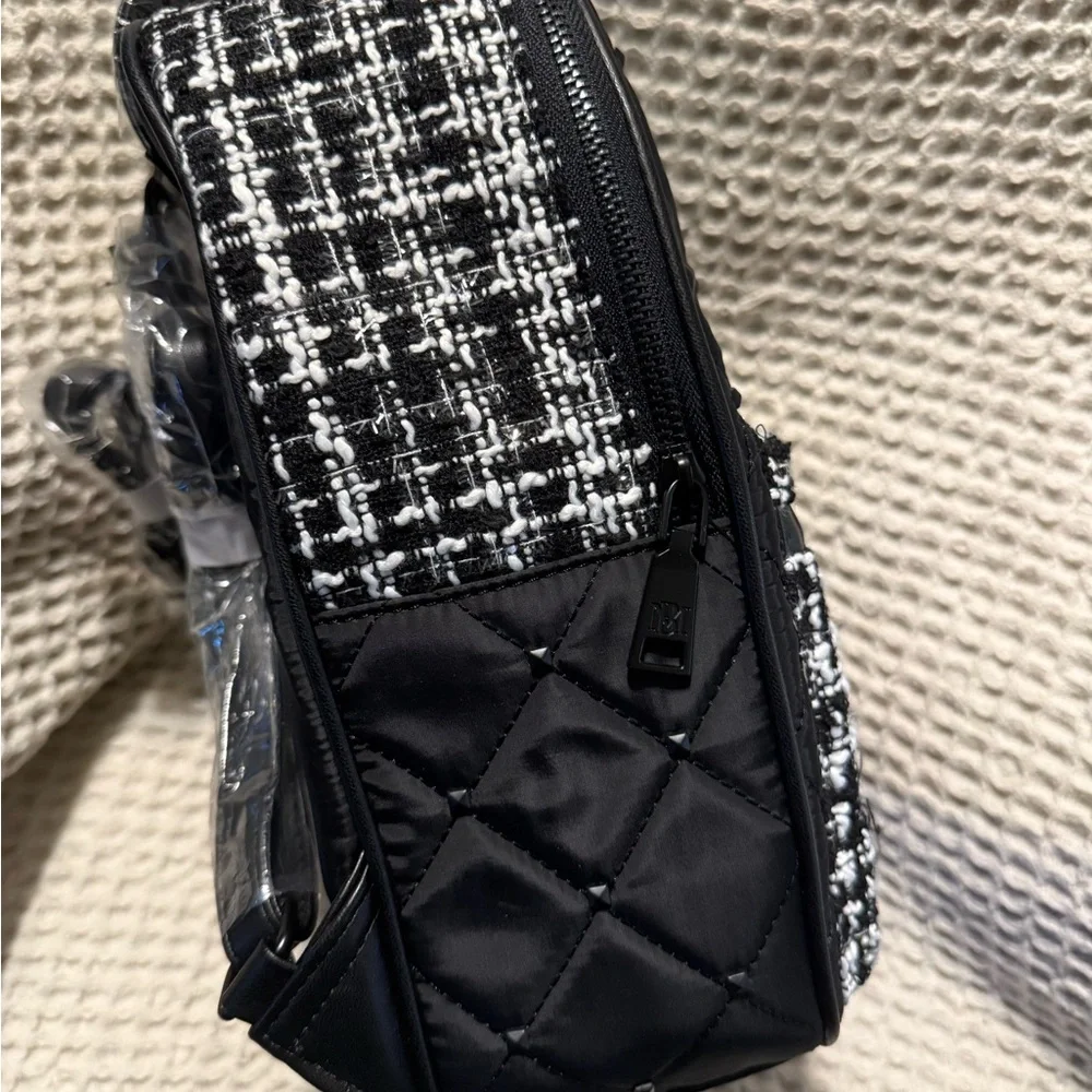 Badgley Mischka Studded Quilted Vegan Leather Backpack – Tweed Pocket – NWT